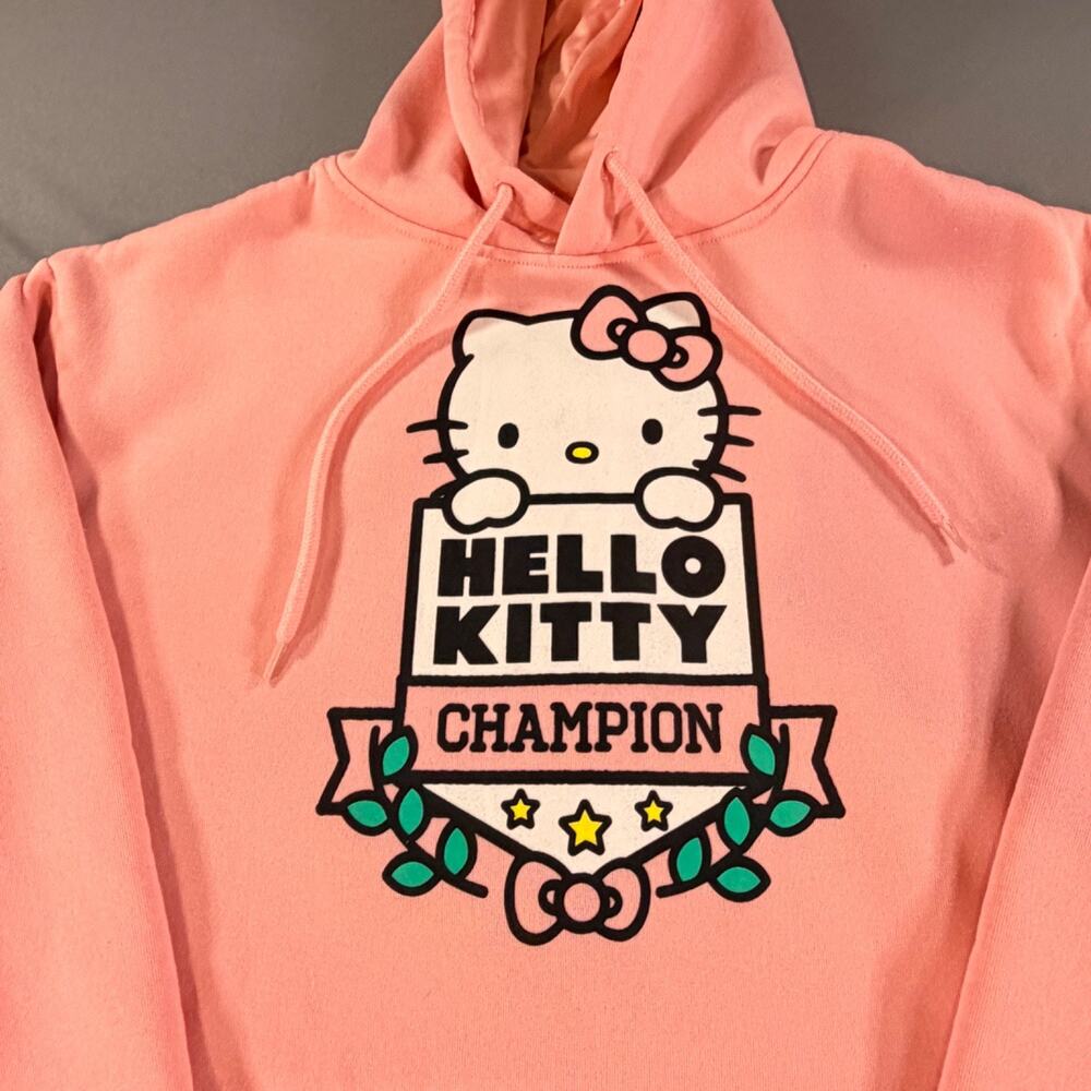Hello Kitty Athletic Dept Womens Pink Hoodie Sz Medium Drawstring